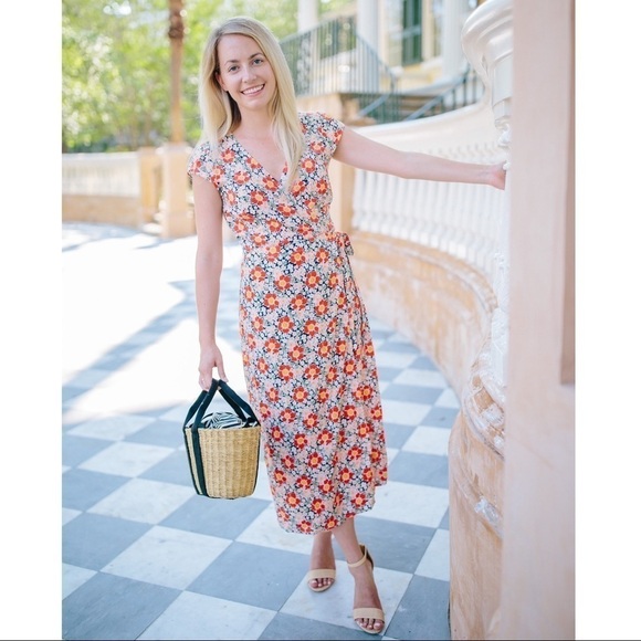 J. Crew True Wrap Floral Midi Dress J4557 - Picture 1 of 8